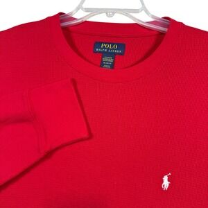Polo Ralph Lauren Mens Red Waffle Knit Long Sleeve Sleepwear Top XL